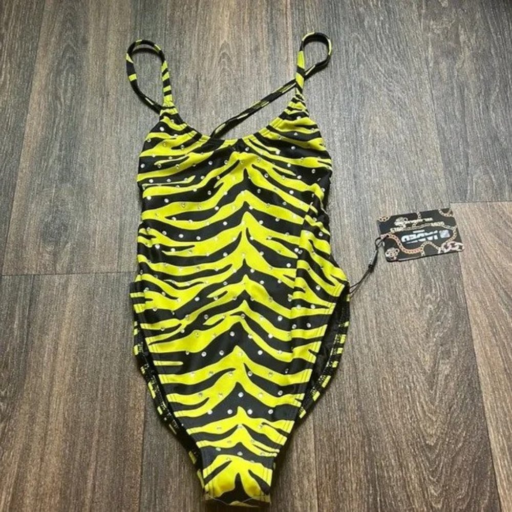 Jaded London Zebra Diamanté One Piece NWT Size 2 - Picture 2 of 3